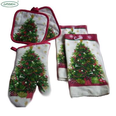 Wholesale Kitchen cotton microwave oven gloves for christmas